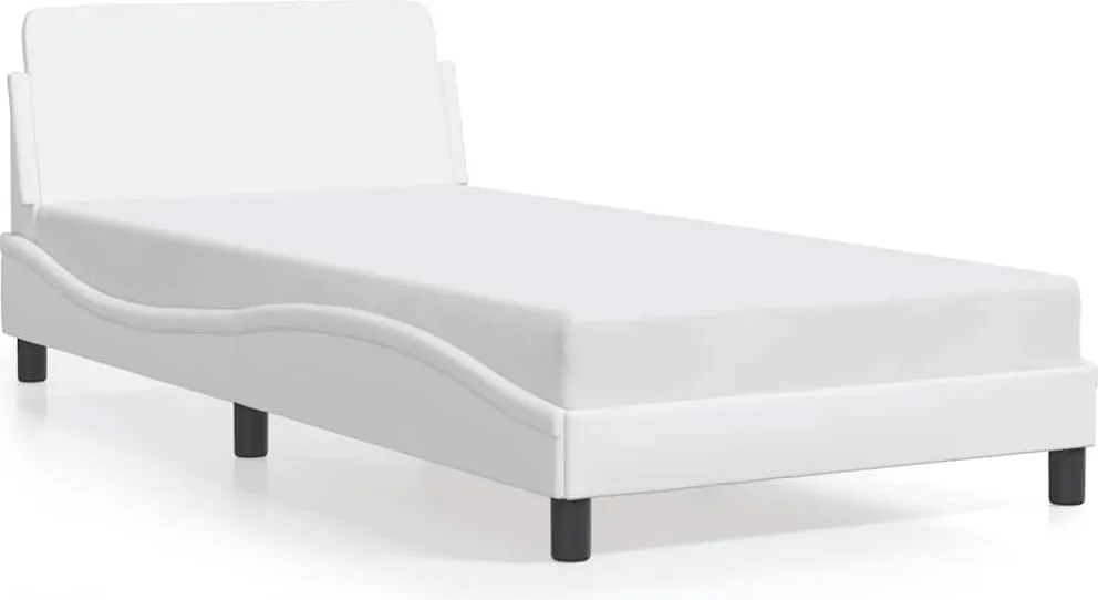 vidaXL Cadru de pat, Dover, alb, 100x200 cm, piele ecologică