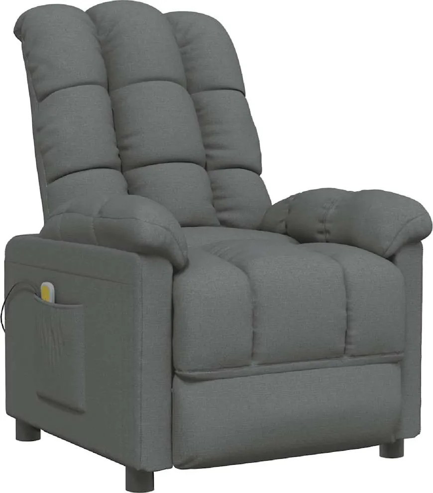 vidaXL Fotoliu de masaj, gri închis, material textil