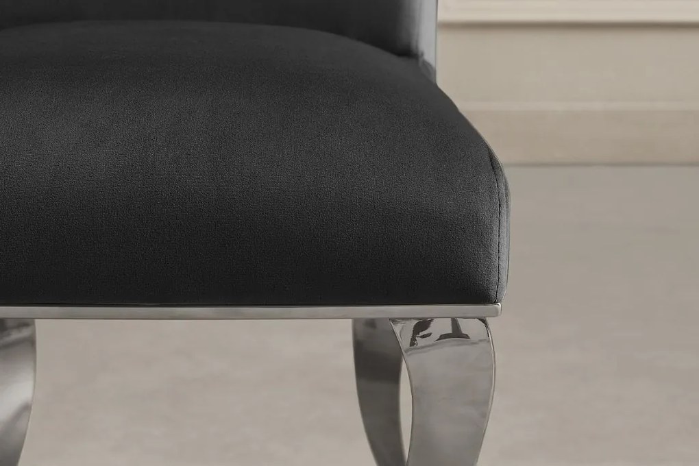 Set 2 scaune Modern Barock, argintiu/ catifea neagra