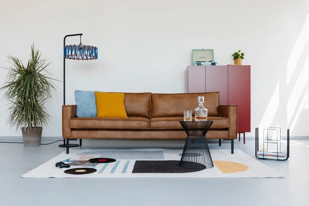 Canapea maro din imitație de piele 216 cm Rate - Scandic