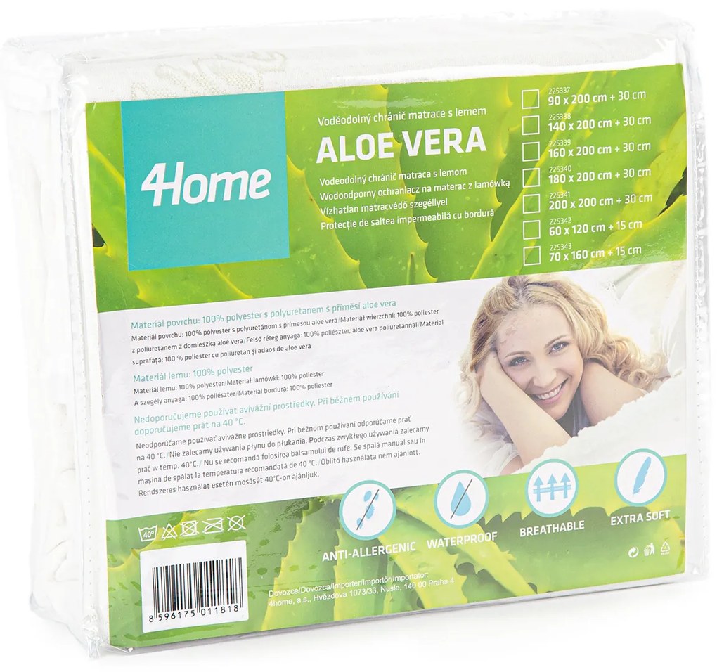 Protecție saltea 4Home Aloe Vera impermeabilă cu bordură, 160 x 200 cm