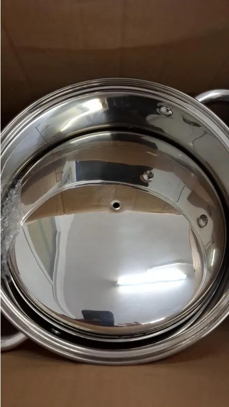 La mâna a doua: Oala adanca cu capac inox Rosberg R51211B22S, 22 cm, 7,2 l, Baza multistrat, Inductie, Otel inoxidabil