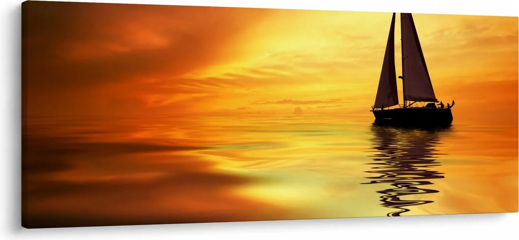 Tablou - Sailboat la apus de soare (120x50 cm)