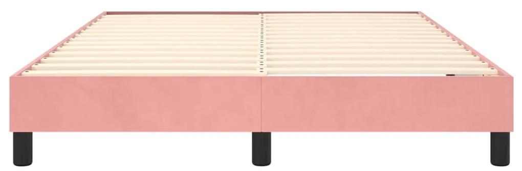 Cadru de pat box spring, roz, 140x190 cm, catifea Roz, 25 cm, 140 x 190 cm