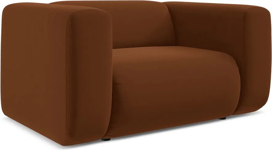 Fotoliu portocaliu/maro cu tapițerie din catifea Ekahi – Makamii