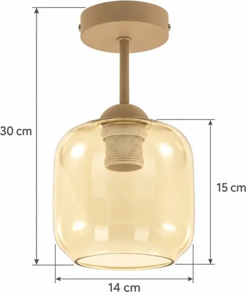 BRILAGI - LED lustru aplicat R GLASS 1xE27/60W/230V Ø 14 cm bej/bej fumuriu
