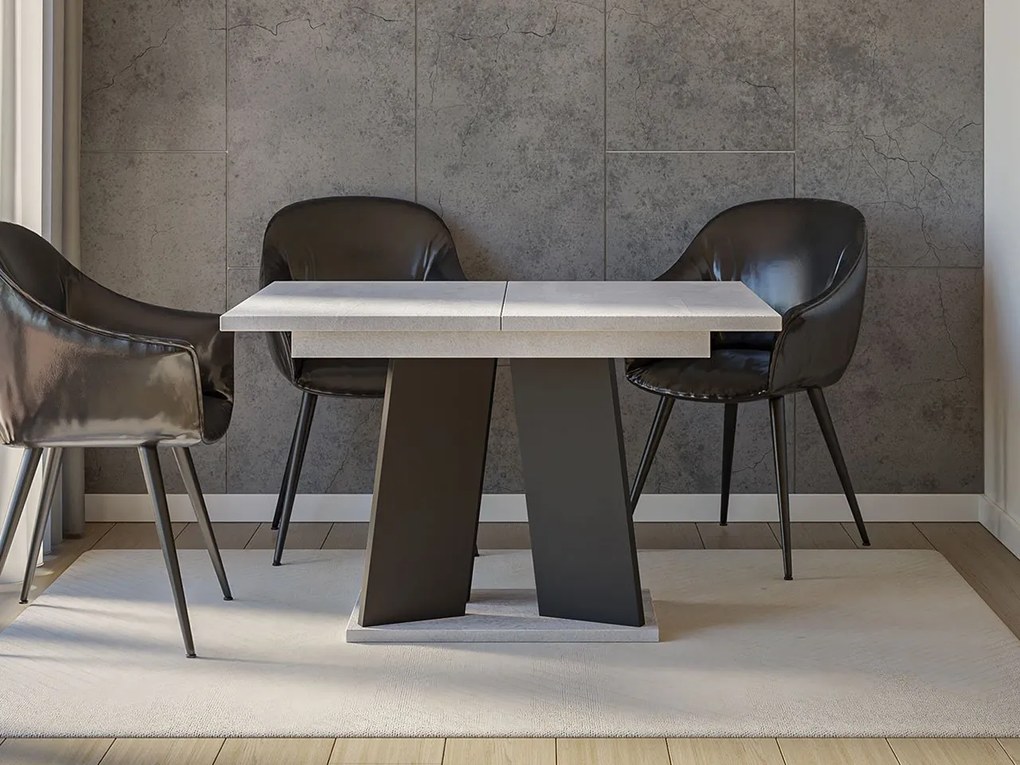 Masă sufragerie extensibilă 120 cm Jeremias (Gri + Negru) (pentru 4-6 persoane). 1105343