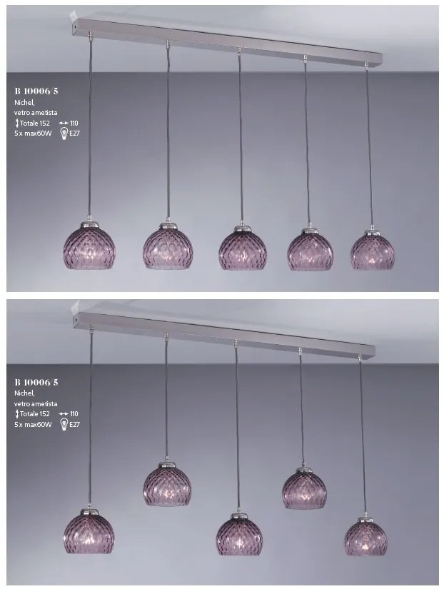 Lustra moderna cu 5 pendule design italian 10006 Amethyst