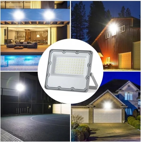 Proiector LED exterior 100 W, 230 V, 4500 K, IP65, gri