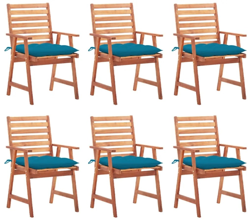 vidaXL Scaune de exterior cu perne, 6 buc., lemn masiv de acacia