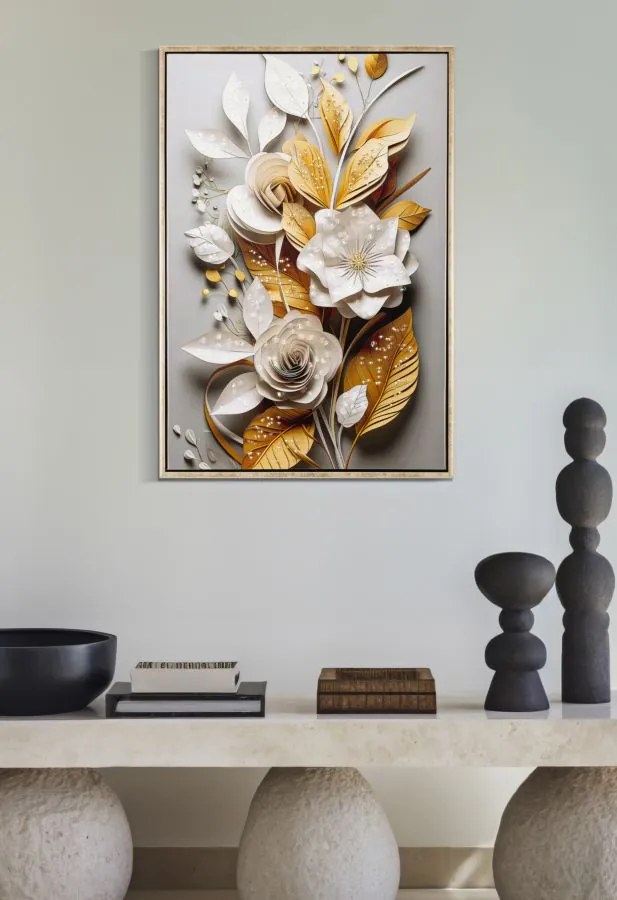 Mauro Ferretti Patrat De Perete Cu Cadru Flora M 42X3,5X62 | Aosom Romania