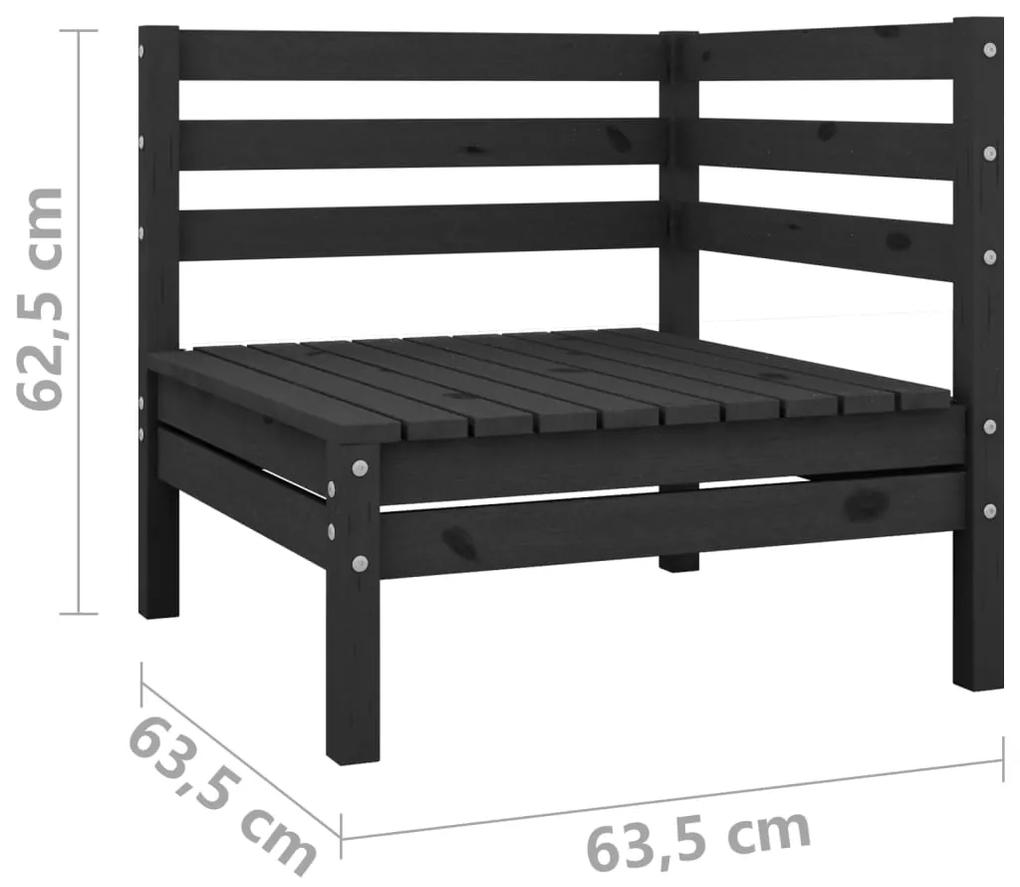 Set mobilier de gradina, 3 piese, negru, lemn masiv de pin Negru, 1