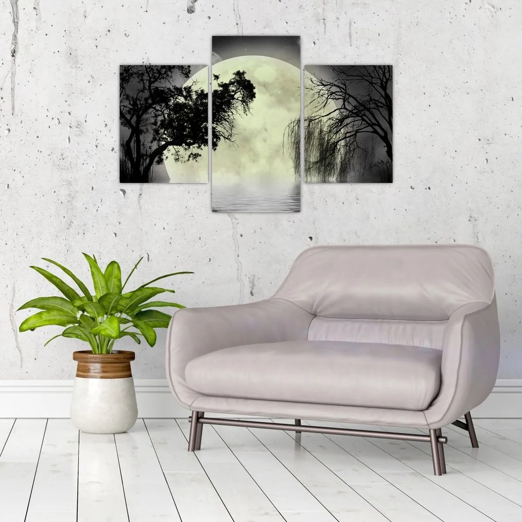 Tablou - Lună plină deasupra apei (90x60 cm)