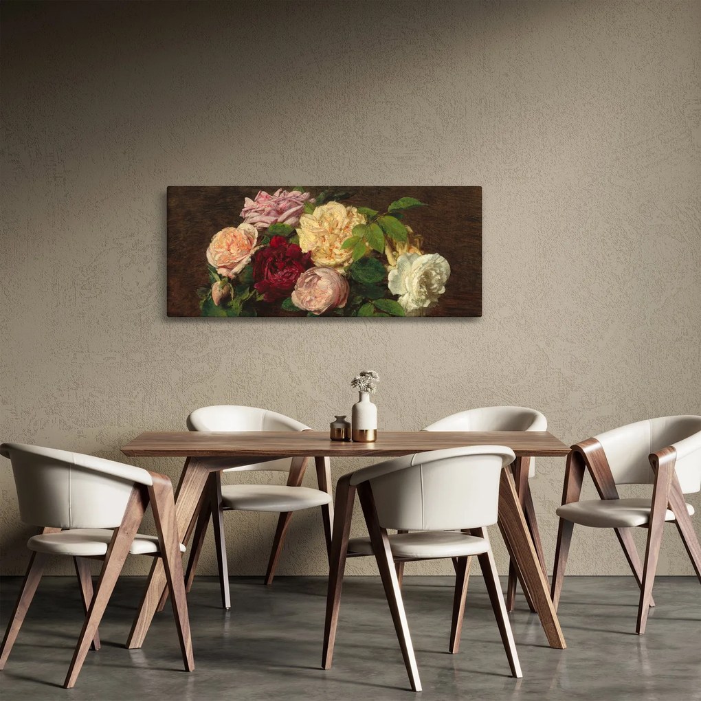 Tablou - Henri Fantin-Latour, Roses de Nice on a Table, reproducere (120x50 cm)