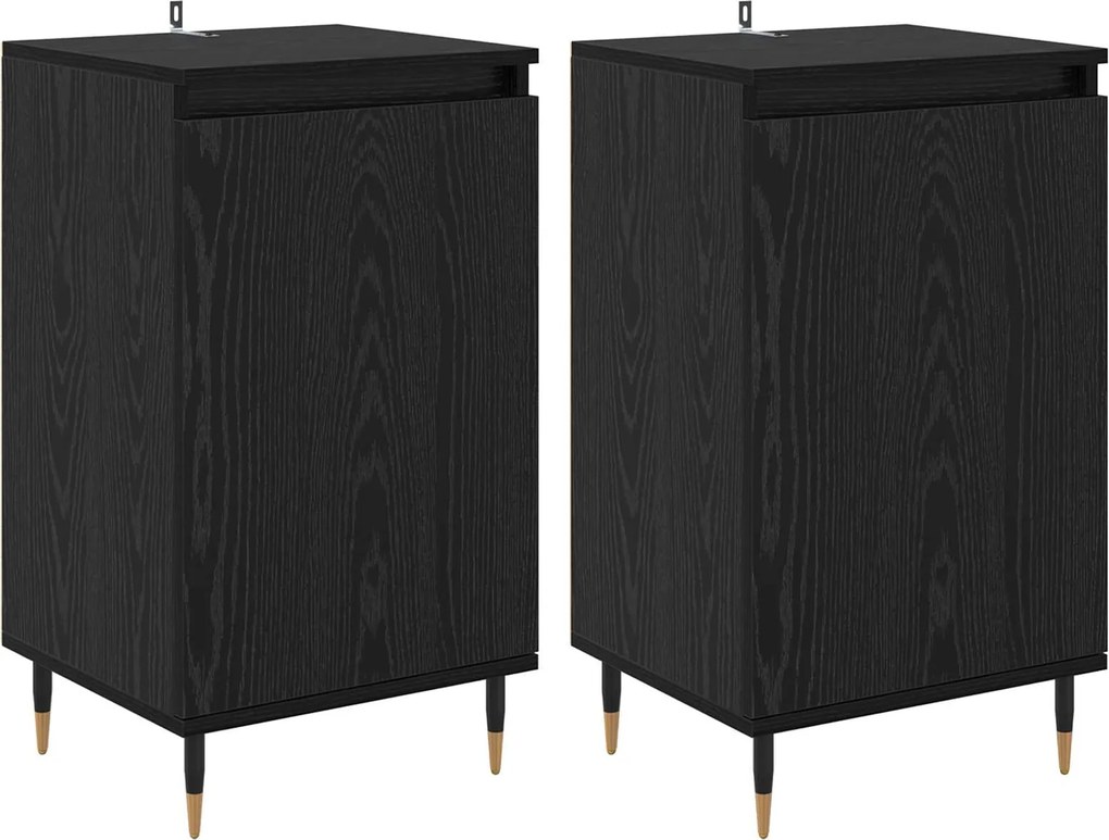 vidaXL Bufet 2 pcs Stejar Negru 40 x 35 x 70 cm