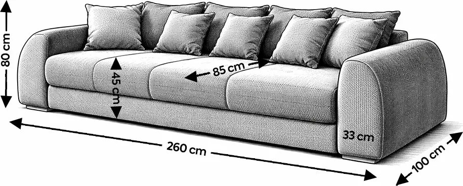Canapea extensibilă dumonde cu ladă de depozitare si sezut confortabil din spuma high-density, Verona Kaki 260x100 cm