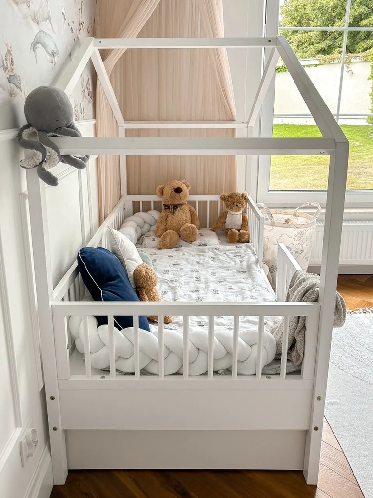 Pat copii Dream Nest Snow House alb 80x160 cm