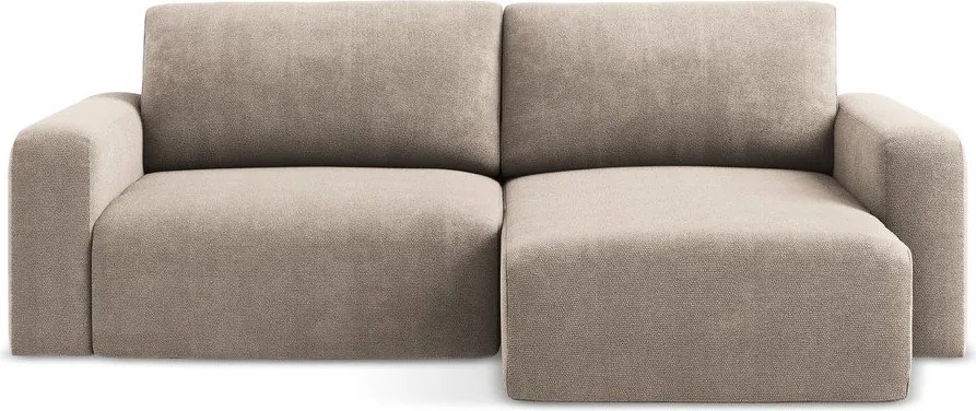 Colțar bej extensibil/cu spațiu de depozitare cu tapițerie din chenille (cu colț pe partea dreaptă/cu șezlong) Kona – Makamii