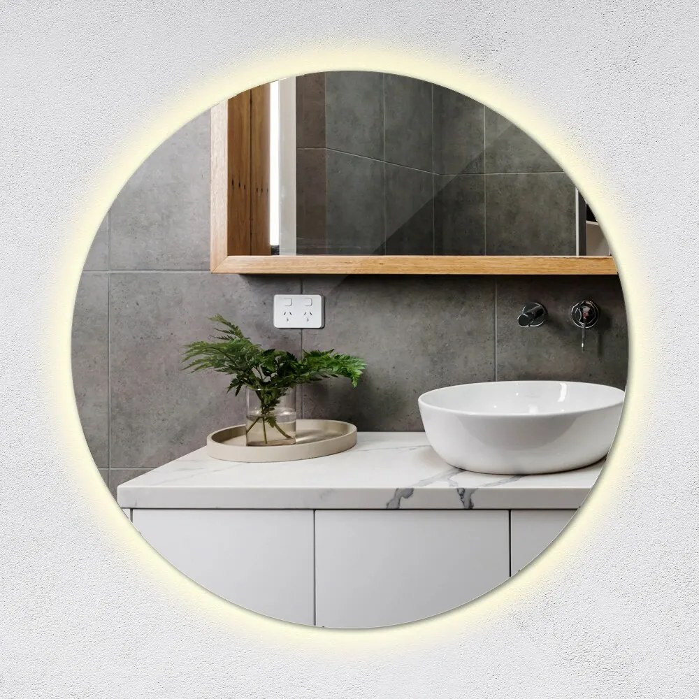 Oglinda decorativa rotunda cu iluminare de fundal LED