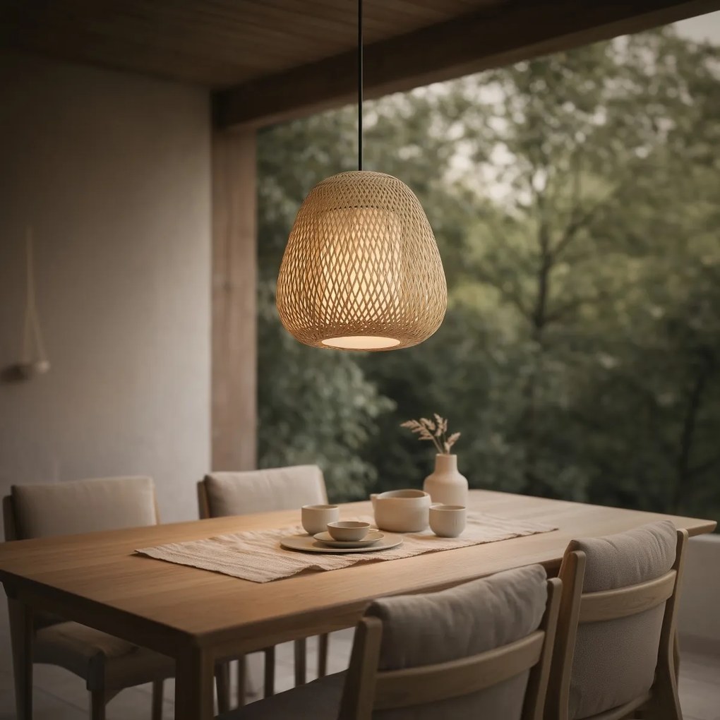 Lampă suspendată Japandi Bambus 30cm IP44 - Moana