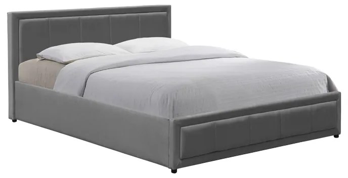 Pat Huglo 120x200 Cm Cu Lada Depozitare Tapiterie Catifea Gri Antracit