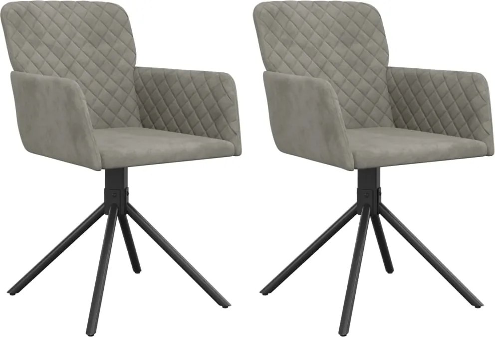 vidaXL Scaune rotative de bucătărie, 2 buc., gri deschis, catifea