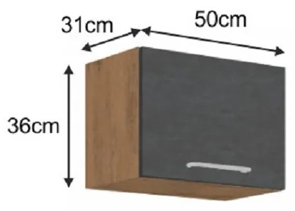 Dulap superior de bucătărie 50 GU-36 1F Velaga (gri mat + stejar lancelot). 1015874