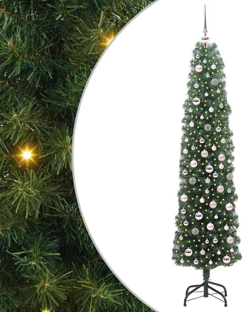 vidaXL Brad de Crăciun artificial Verde 210 cm PVC și oțel și plastic