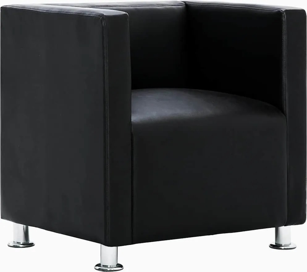 vidaXL Fotoliu cub, negru, piele ecologică