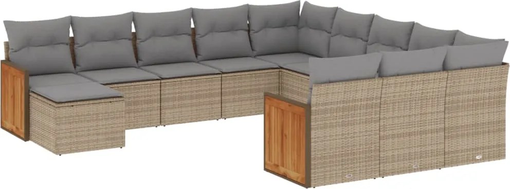 vidaXL Set canapele de grădină cu perne, 12 piese, bej, poliratan