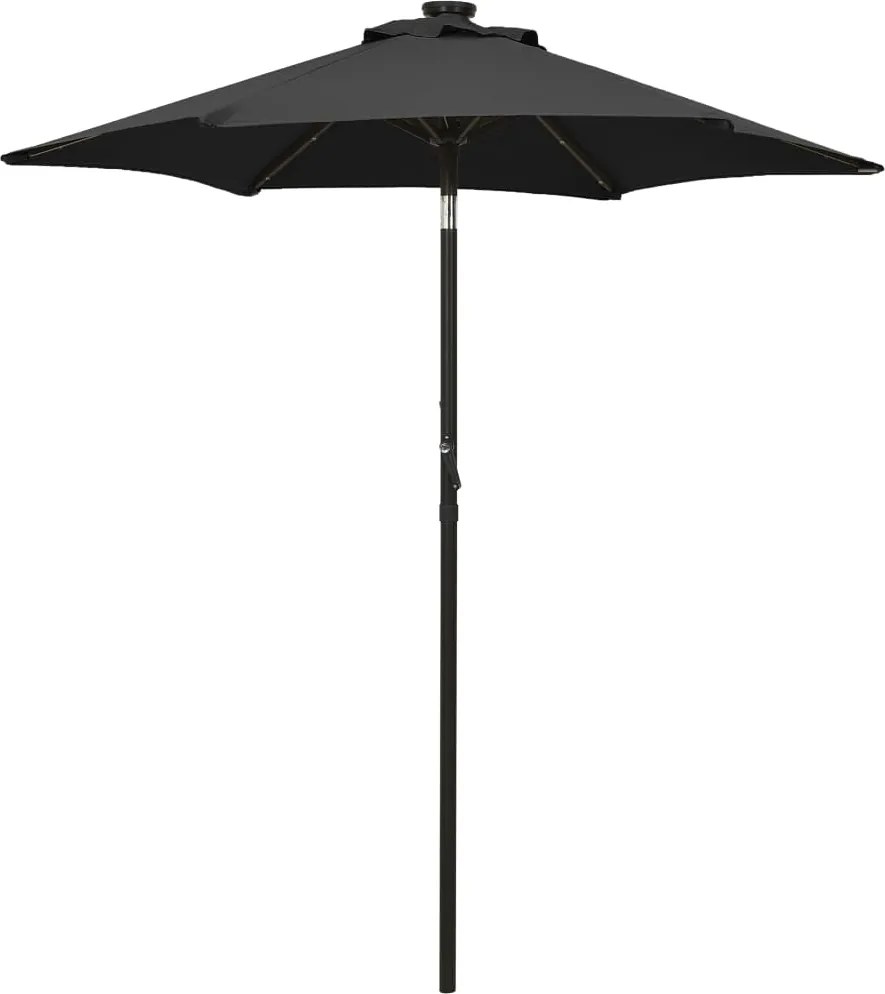 vidaXL Umbrelă de soare cu lumini LED, negru, 200x211 cm, aluminiu