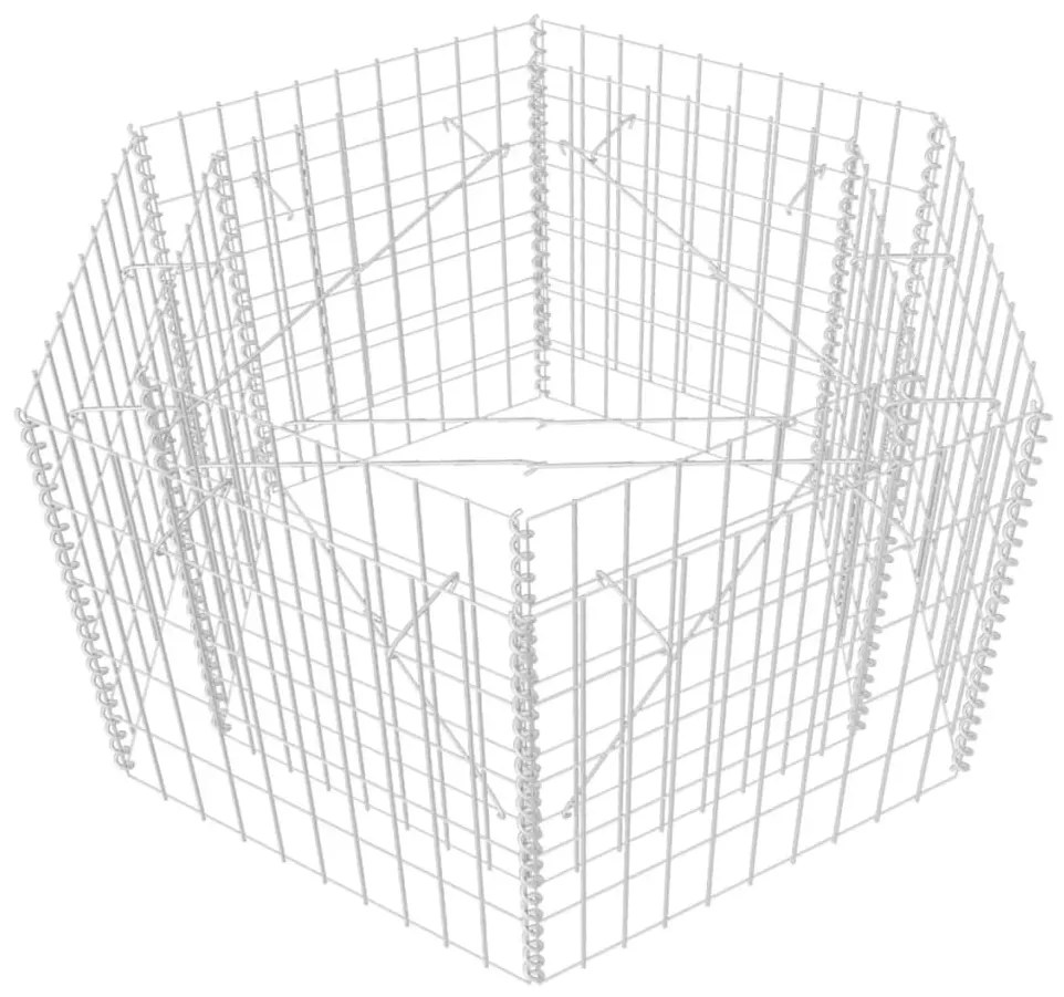Strat inaltat gabion hexagonal, 100 x 90 x 50 cm 1, Argintiu, 100 x 90 x 50 cm