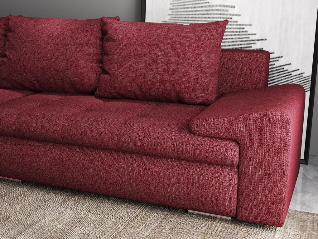 Colțar extensibil dumonde cu ladă de depozitare si sezut confortabil din spuma high-density, Leonardo Enjoy Rosu 260x185 cm