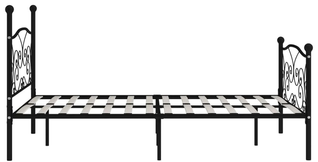 Cadru de pat cu baza din sipci, negru, 120 x 200 cm, metal Negru, 120 x 200 cm