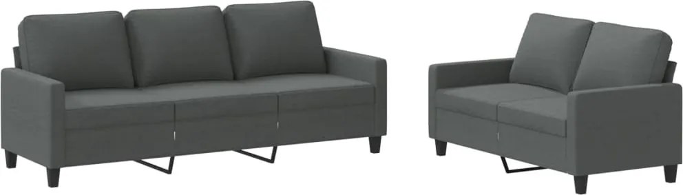 vidaXL Set de canapele cu perne, 2 piese, gri închis, textil