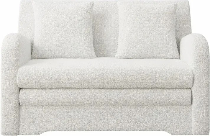 Canapea albă extensibilă/cu spațiu de depozitare cu tapițerie din țesătură bouclé 130 cm Ario – ELTAP