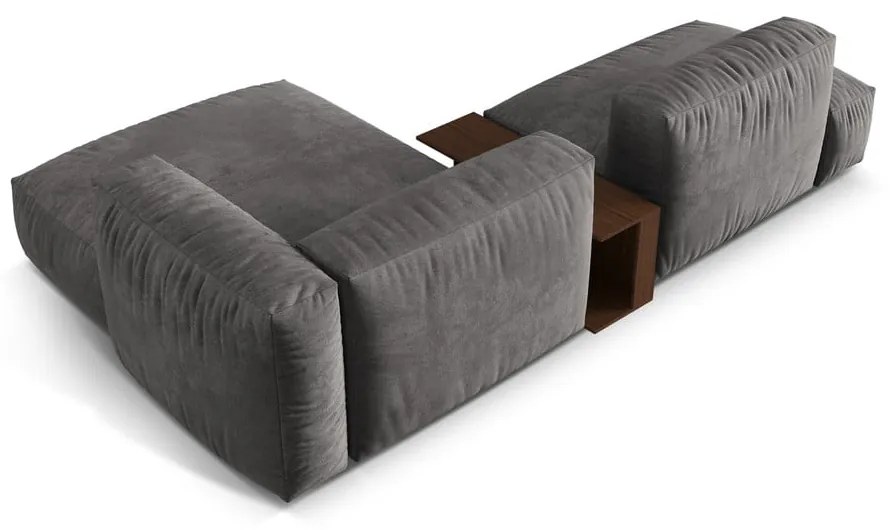 Colțar modular gri cu tapițerie din catifea (cu colț pe partea dreaptă/cu șezlong) Martina – Micadoni