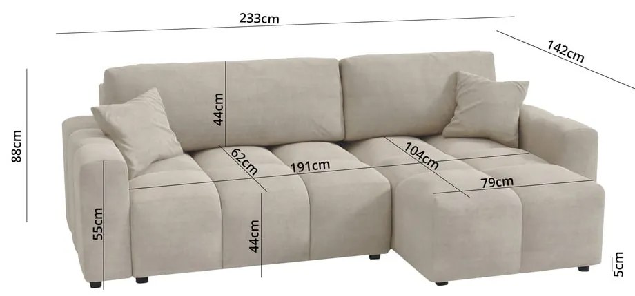 Colțar bej (cu colț variabil) Luki – Ropez