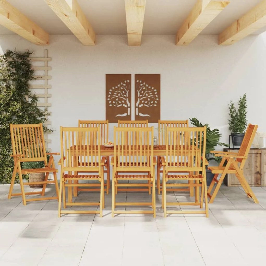 vidaXL Set mobilier de grădină, 9 piese, lemn masiv de acacia