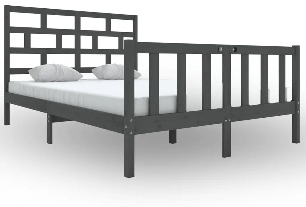 3101345 vidaXL Cadru de pat, gri, 120x200 cm, lemn masiv de pin