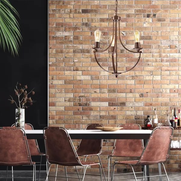 Lustră pe lanț GINA 3xE27/60W/230V maro