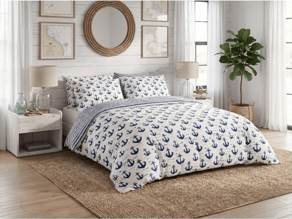 Lenjerie de pat policoton NAVYSTA POLY albastru-alb Dimensiune lenjerie de pat: 70 x 90 cm | 140 x 220 cm