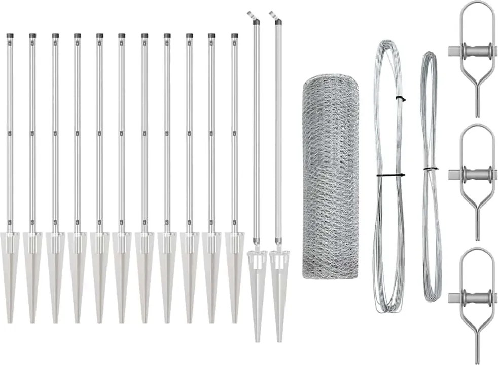 vidaXL Stâlp de gard. Argintiu 25 x 0,8 m (plasă de 13 mm) Oțel