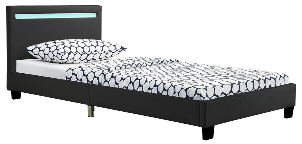 Čalúnená posteľ Verona 90 x 200 cm s LED osvetlením v čiernej farbe
