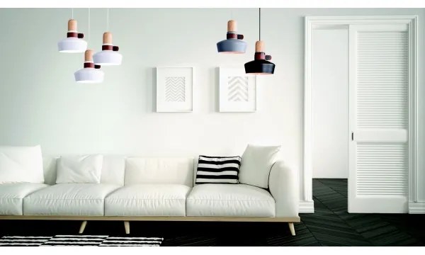 Lustră pe cablu 1xE27/40W/230V stejar/negru Zambelis 1990