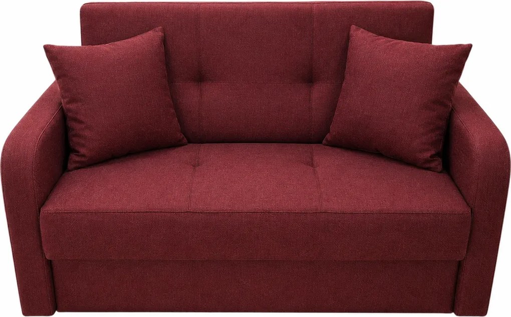 Canapea SAMY extensibila, 2 locuri, cu lada de depozitare, stofa, rosu, cadru metalic, 152x100x92 Galben Mustar, Stofa