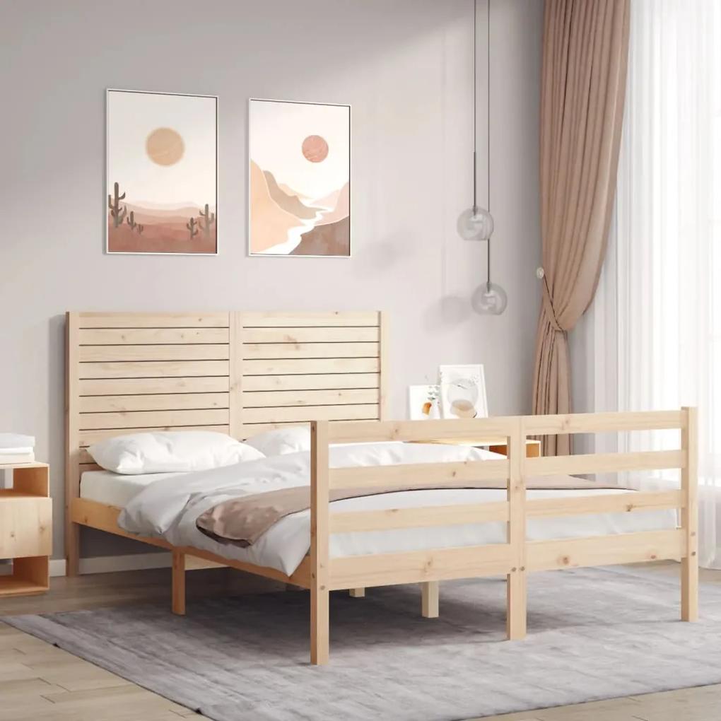 3194996 vidaXL Cadru de pat cu tăblie, dublu mic, lemn masiv