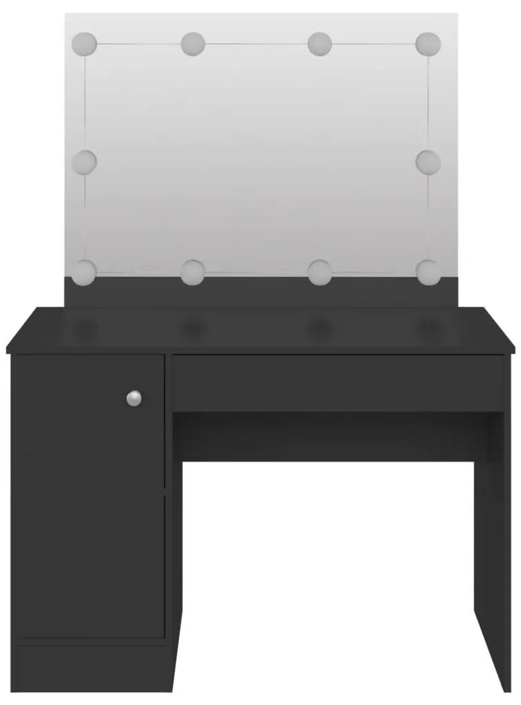 Masa de machiaj cu lumini LED, negru , 110x55x145 cm, MDF Negru