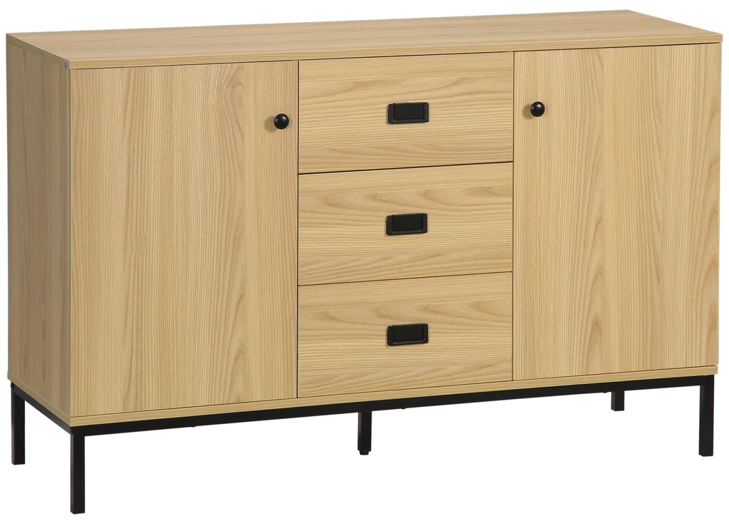 HOMCOM Bufet de depozitare 2 sertare raft reglabil 3 sertare stil contemporan - dim. 120L x 39,5l x 77H cm | Aosom Romania