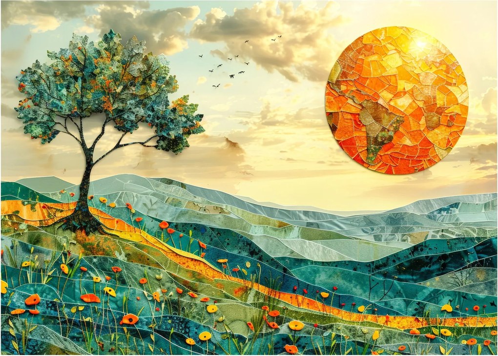 Tablou pe sticlă - Ilustrație peisaj (70x50 cm)
